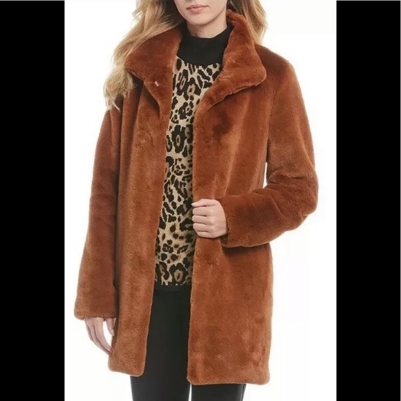 calvin klein faux fur coat with hood